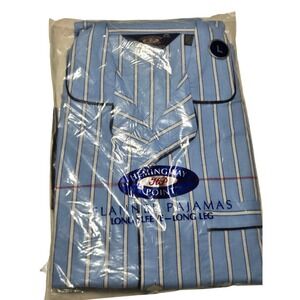 Hemingway Point Mens Flannel Pajamas Blue White Striped Long Sleeve Set Large L